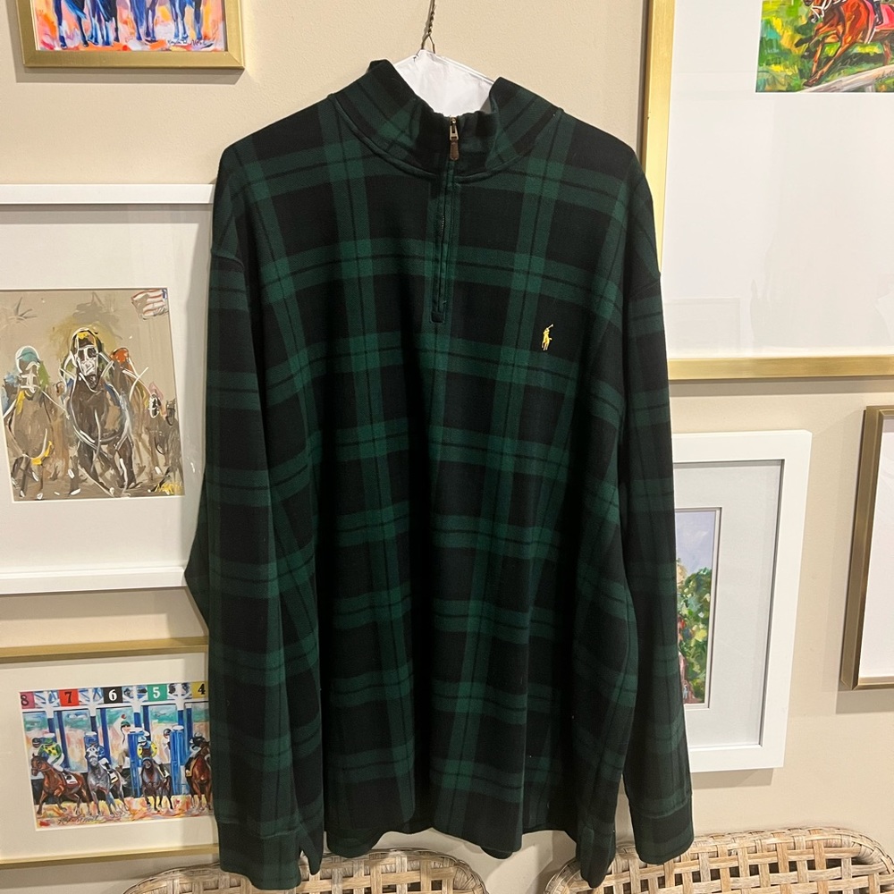 Ralph Lauren Plaid Quarter Zip Men’s Sweater 3xlt